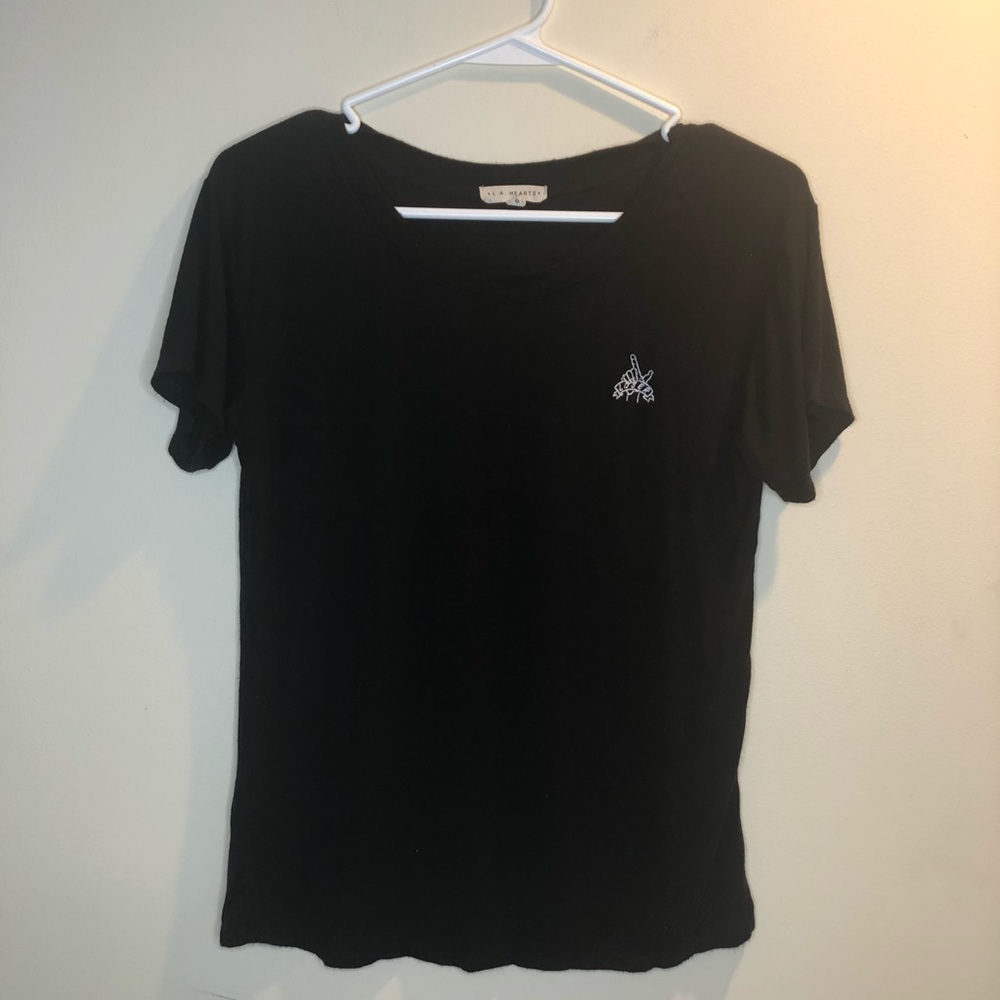 LA Hearts “Loser” Design Black Short Sleeve Top